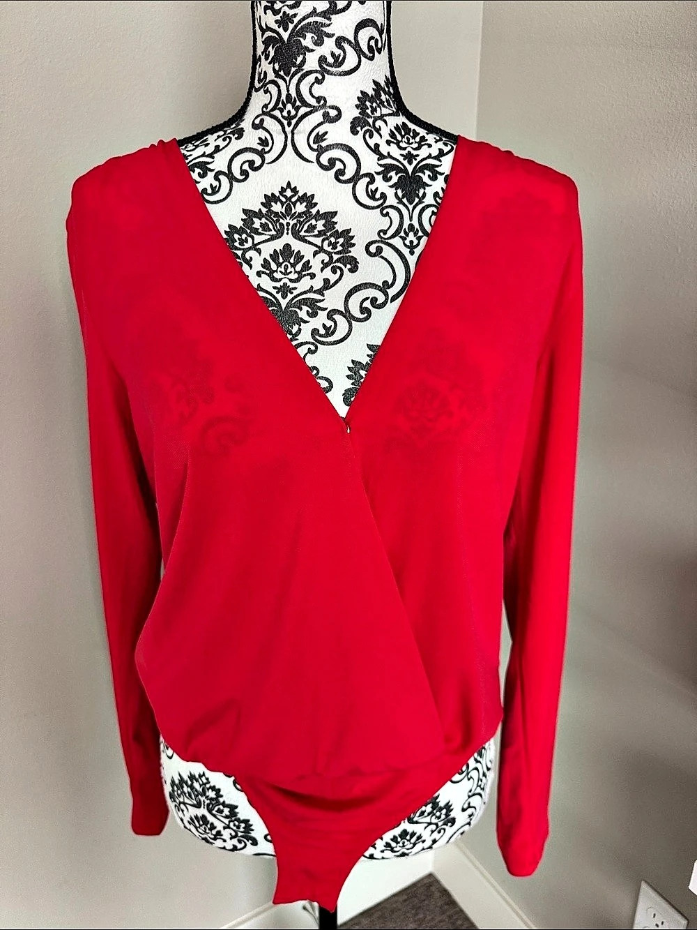 BCBGeneration Long Sleeve Red Bodysuit large NWT